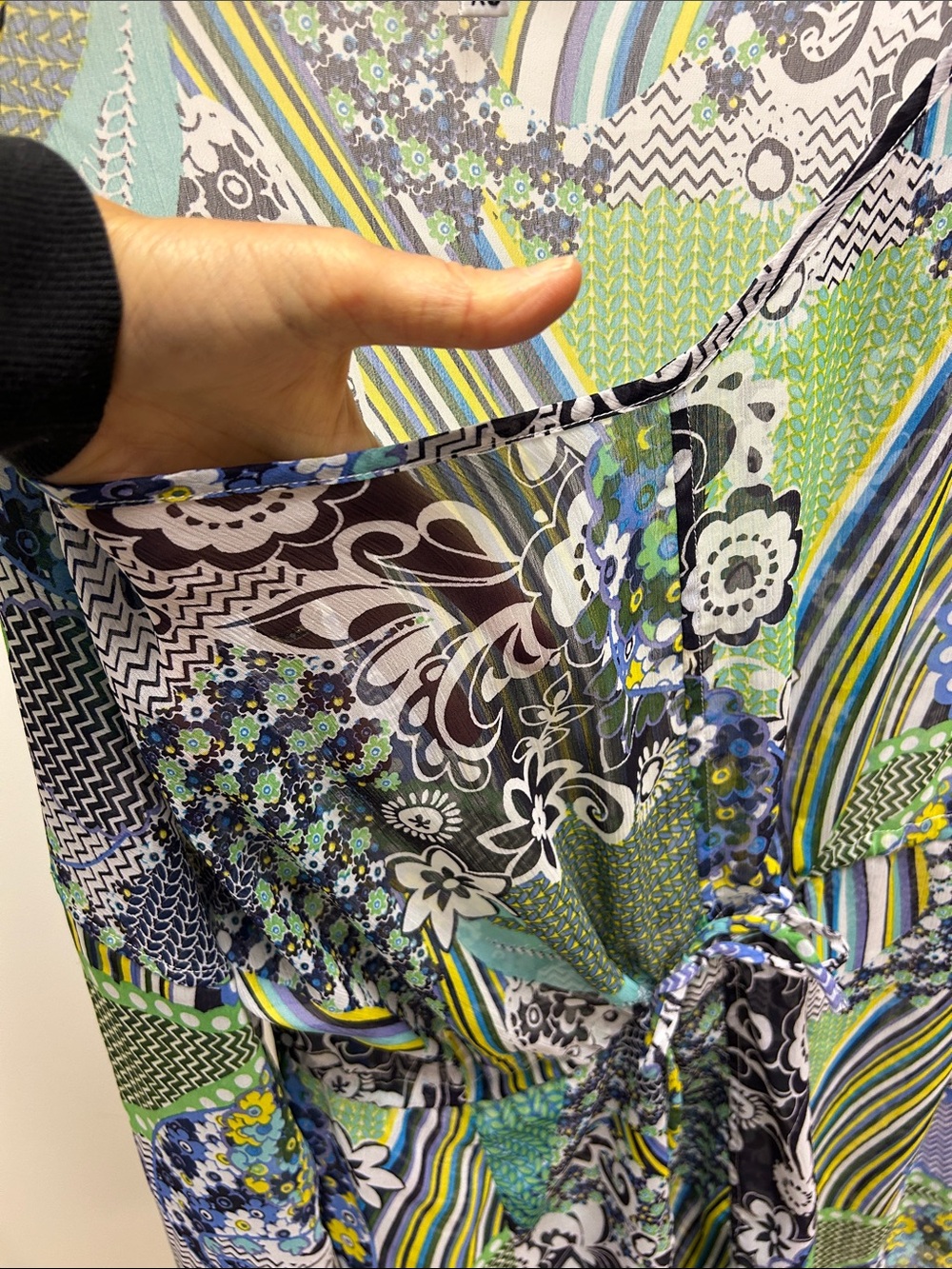 Carly Marto Multicolor Printed Tie-Front cover up Tunic - Green Blue image 2